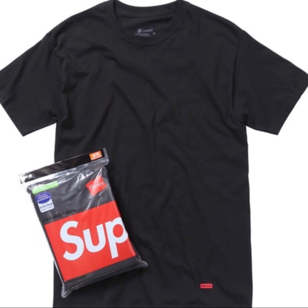 New Authentic Supreme tagless Hanes Colab Tee